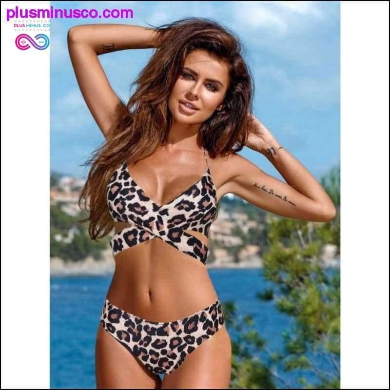 Plus Minus Co leopard swimsuit snake print bikini sexy cross bandage