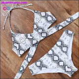 Plus Minus Co leopard swimsuit snake print bikini sexy cross bandage, view 4