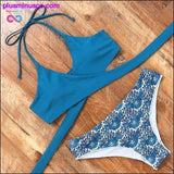 Plus Minus Co leopard swimsuit snake print bikini sexy cross bandage, view 6