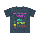 Plus Minus Co Level Of Savage Scorpio T-Shirts, Scorpio Women Gift || Scorpio Birthday Gift, scorpio tee || Scorpio Gift Ideas || Gift for Scorpios, view 6