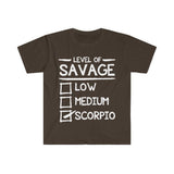 Plus Minus Co Level Of Savage Scorpio T-Shirts, Scorpio Women Gift || Scorpio Birthday Gift, scorpio tee || Scorpio Gift Ideas, view 2
