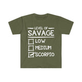 Plus Minus Co Level Of Savage Scorpio T-Shirts, Scorpio Women Gift || Scorpio Birthday Gift, scorpio tee || Scorpio Gift Ideas, view 3