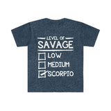 Plus Minus Co Level Of Savage Scorpio T-Shirts, Scorpio Women Gift || Scorpio Birthday Gift, scorpio tee || Scorpio Gift Ideas, view 6