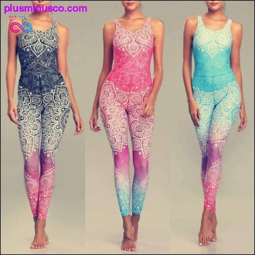 Plus Minus Co LI-FI Mandala Print Yoga Set Fitness Women Sports Running