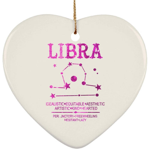 Plus Minus Co Libra Ceramic Heart Ornament, Libra Gifts, Libra Zodiac Sign, Libra Horoscope, Personalized Ornament, Novelty Gift