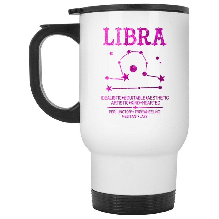 Plus Minus Co Libra White Travel Mug, Libra constellation mug, explore it