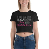Plus Minus Co Life of the virtual party, sexy and digitally savvy Women’s Crop Tee || Virtual party sexy top, view 2