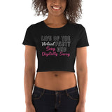 Plus Minus Co Life of the virtual party, sexy and digitally savvy Women’s Crop Tee || Virtual party sexy top, view 4