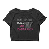 Plus Minus Co Life of the virtual party, sexy and digitally savvy Women’s Crop Tee || Virtual party sexy top, view 5