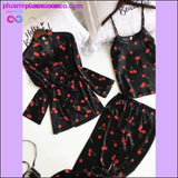 Plus Minus Co 3 Pcs Printing Women Robe Sets Spaghetti Strap+Cardigan+Pant, view 3