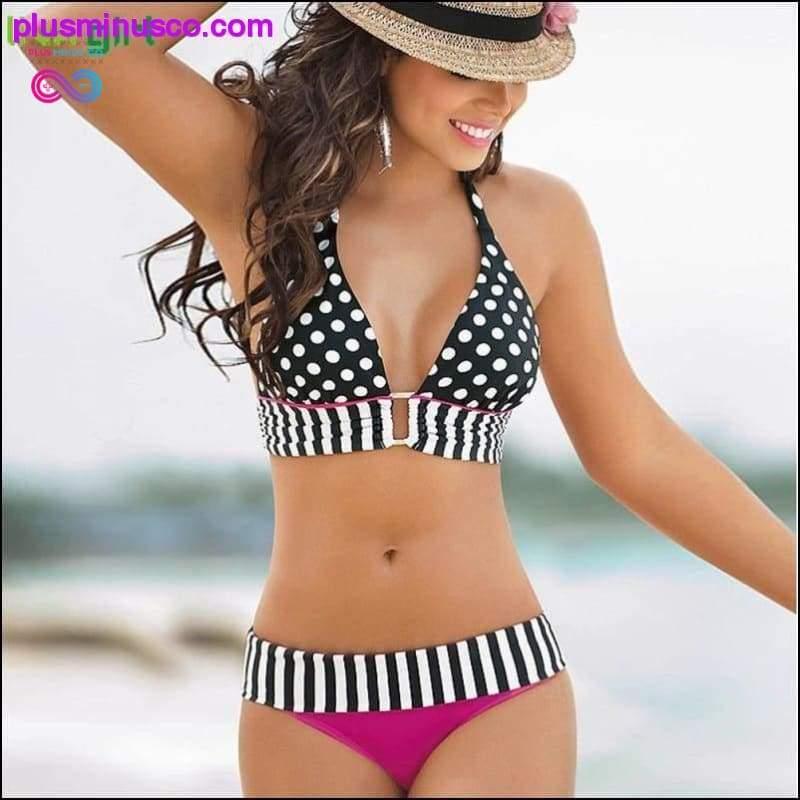 Plus Minus Co Liva Girl Stripe Bikini Women New Arrival Push-Up Padded