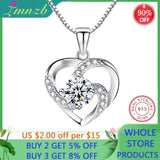 Plus Minus Co LMNZB New Luxury Crystal CZ Heart Pendant Choker Necklace Original 925 Silver Chain Necklaces For Women Wedding Jewelry Gifts, view 2
