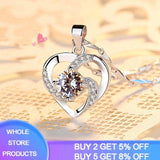 Plus Minus Co LMNZB New Luxury Crystal CZ Heart Pendant Choker Necklace Original 925 Silver Chain Necklaces For Women Wedding Jewelry Gifts, view 4