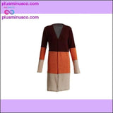 Plus Minus Co Long Cardigan Women Collarless Long Sleeve Color Block Open, view 5