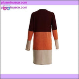 Plus Minus Co Long Cardigan Women Collarless Long Sleeve Color Block Open, view 6