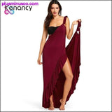 Plus Minus Co Long Flounce Wrap Cover Up Dress Summer Halter Ruffles High, view 2