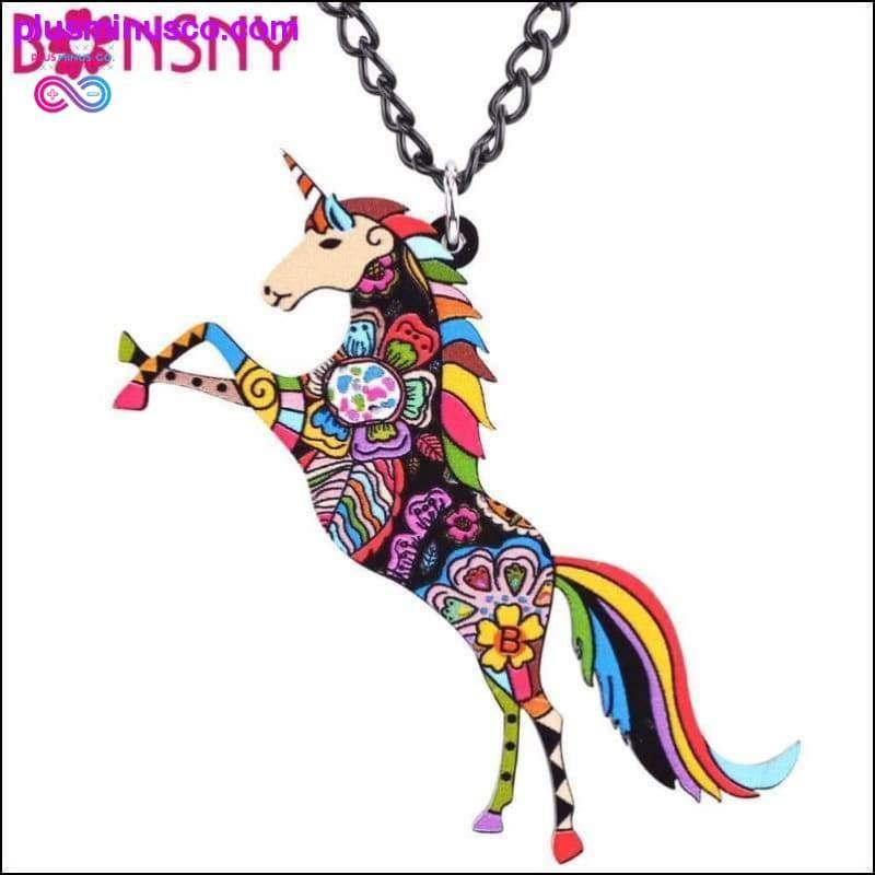 Plus Minus Co Lovely and Long Colorful Unicorn Necklace and Pendant For