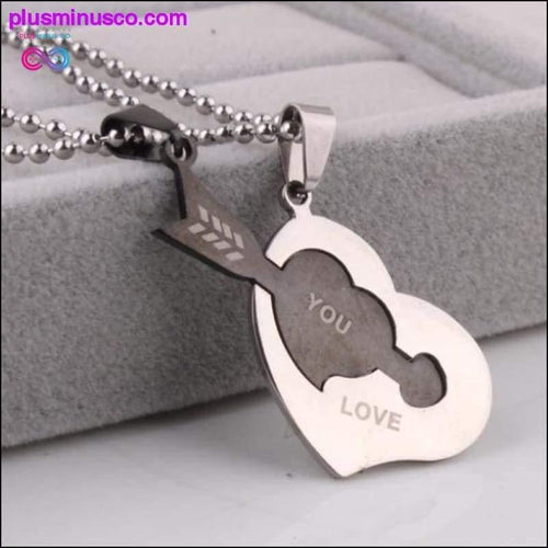 Plus Minus Co Lovers heart arrow love you pendant necklaces bead chain Couple's Necklace Arrow in the Heart Pendant