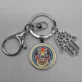 Plus Minus Co Lucky Hamsa Fatima Hand Eyes Keychains Charm Amulet Purse Bag Buckle Pendant For Car Keyrings key chains holder women, view 4