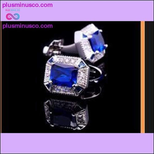 Plus Minus Co Luxury Blue Stone Square Cufflinks for Men