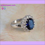 Plus Minus Co Luxury Engagement Ring with Silver Color Crystal for Women, view 4