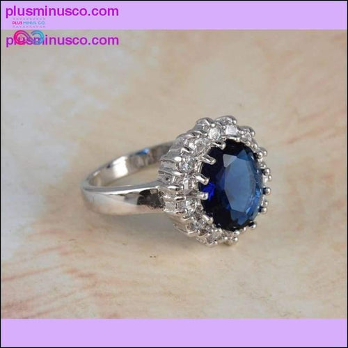 Plus Minus Co Luxury Engagement Ring with Silver Color Crystal