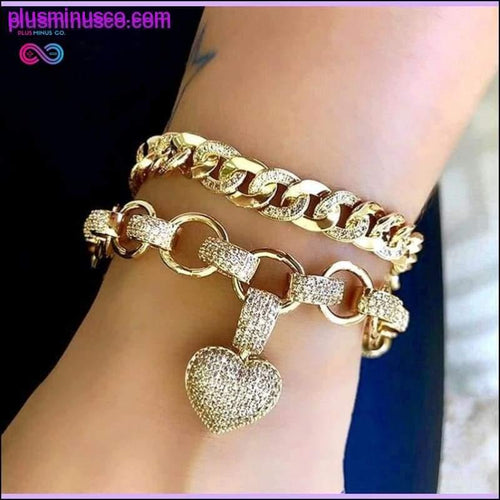 Plus Minus Co Luxury Heart shape Bracelet Full High Quality Cubic Zirconia
