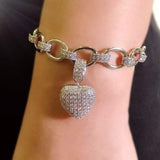 Plus Minus Co Luxury Heart shape Bracelet Full High Quality Cubic Zirconia, view 2