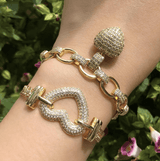 Plus Minus Co Luxury Heart shape Bracelet Full High Quality Cubic Zirconia, view 3