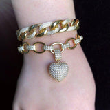 Plus Minus Co Luxury Heart shape Bracelet Full High Quality Cubic Zirconia, view 4