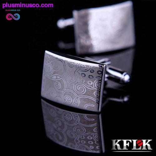 Plus Minus Co Luxury Laser Pattern Square Cufflinks for Men
