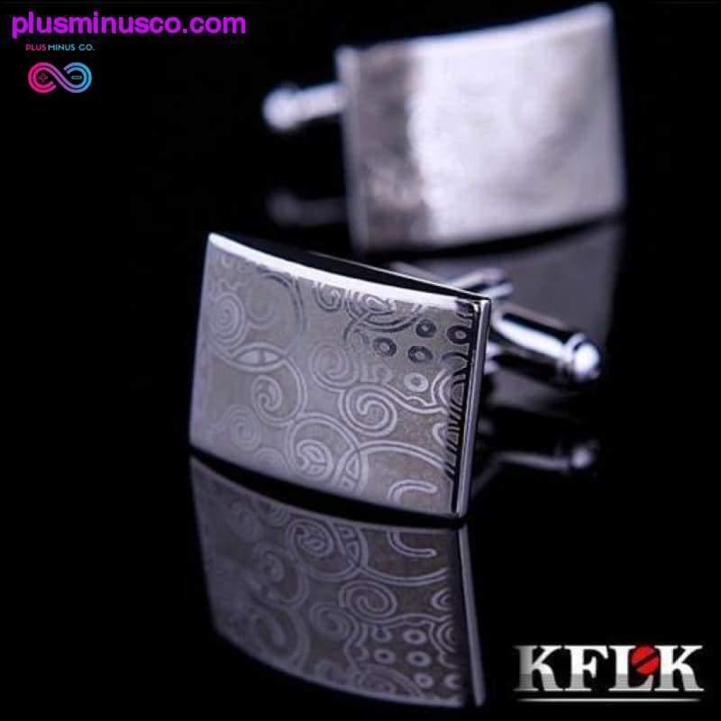 Plus Minus Co Luxury Laser Pattern Square Cufflinks for Men