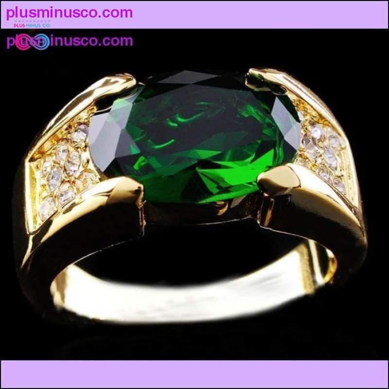 Plus Minus Co Luxury Male Female Big Green Stone Gorgeous Yellow Gold