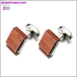 Plus Minus Co Luxury Natural Rosewood Square Tie Clips & Cufflinks For Men, view 2