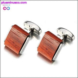 Plus Minus Co Luxury Natural Rosewood Square Tie Clips & Cufflinks For Men, view 4