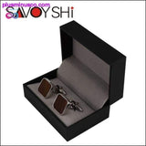 Plus Minus Co Luxury Wood Brown Silver Square Cufflinks, view 2