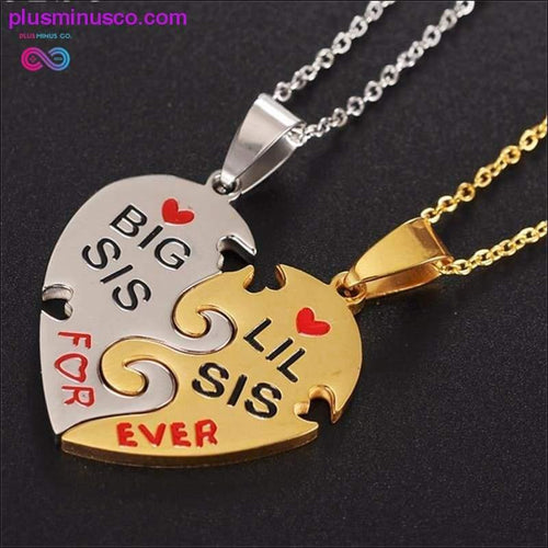 Plus Minus Co Big Sis Lil Sis Forever Pendant Stainless Steel Heart Puzzle
