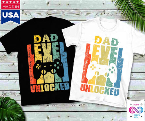 Plus Minus Co Men'S Pregnancy Announcement Dad Level Unlocked Soon To Be Father T-Shirts,