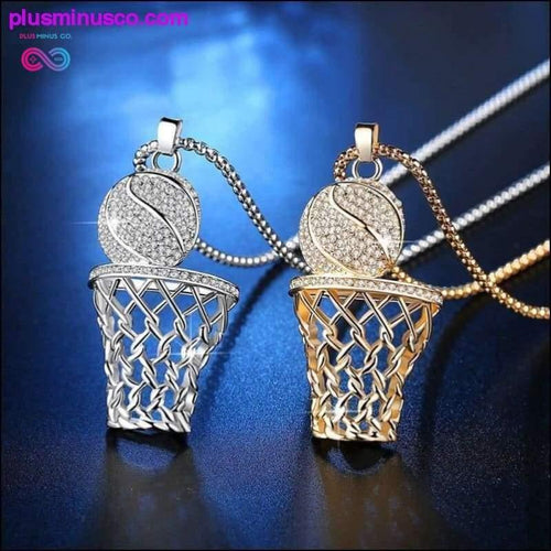 Plus Minus Co Basketball And Hoop Necklace Gold Silver Steel Chain Pendant