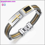 Plus Minus Co Men Bracelet Cross Stainless Steel, view 3