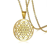 Plus Minus Co Sri Yantra Mandala Pendant Necklace in Black Lucky Charm Stainless Steel Blessed Energized Spiritual Jewelry 24 inch, view 3