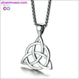 Plus Minus Co Irish Triquetra Knot Pendant, Black Necklace in Stainless, view 2