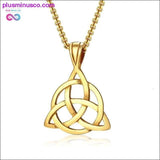 Plus Minus Co Irish Triquetra Knot Pendant, Black Necklace in Stainless, view 3