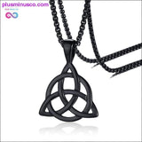 Plus Minus Co Irish Triquetra Knot Pendant, Black Necklace in Stainless, view 4