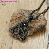 Plus Minus Co Irish Triquetra Knot Pendant, Black Necklace in Stainless, view 5