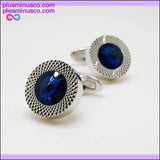 Plus Minus Co Men's Luxury Sea Blue Crystal Tie Clips & Cufflinks, view 4