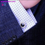 Plus Minus Co Men's Luxury Sea Blue Crystal Tie Clips & Cufflinks, view 5