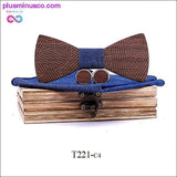 Plus Minus Co Men's Plaid Wooden Bow Tie Set Striped Wood Bowtie, view 2
