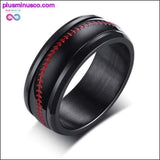 Plus Minus Co Men Spinner Stainless Steel Baseball Ring With Red Stitch Design, view 3