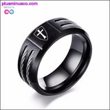 Plus Minus Co Men's Stainless Steel Ring Personalized Christian Cross, view 4